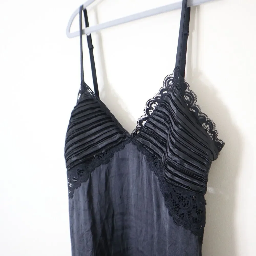 La Perla Size 2 US S Silk Blend Charmeuse Short Slip Nightie Ruched V Neck Lace - Picture 4 of 10